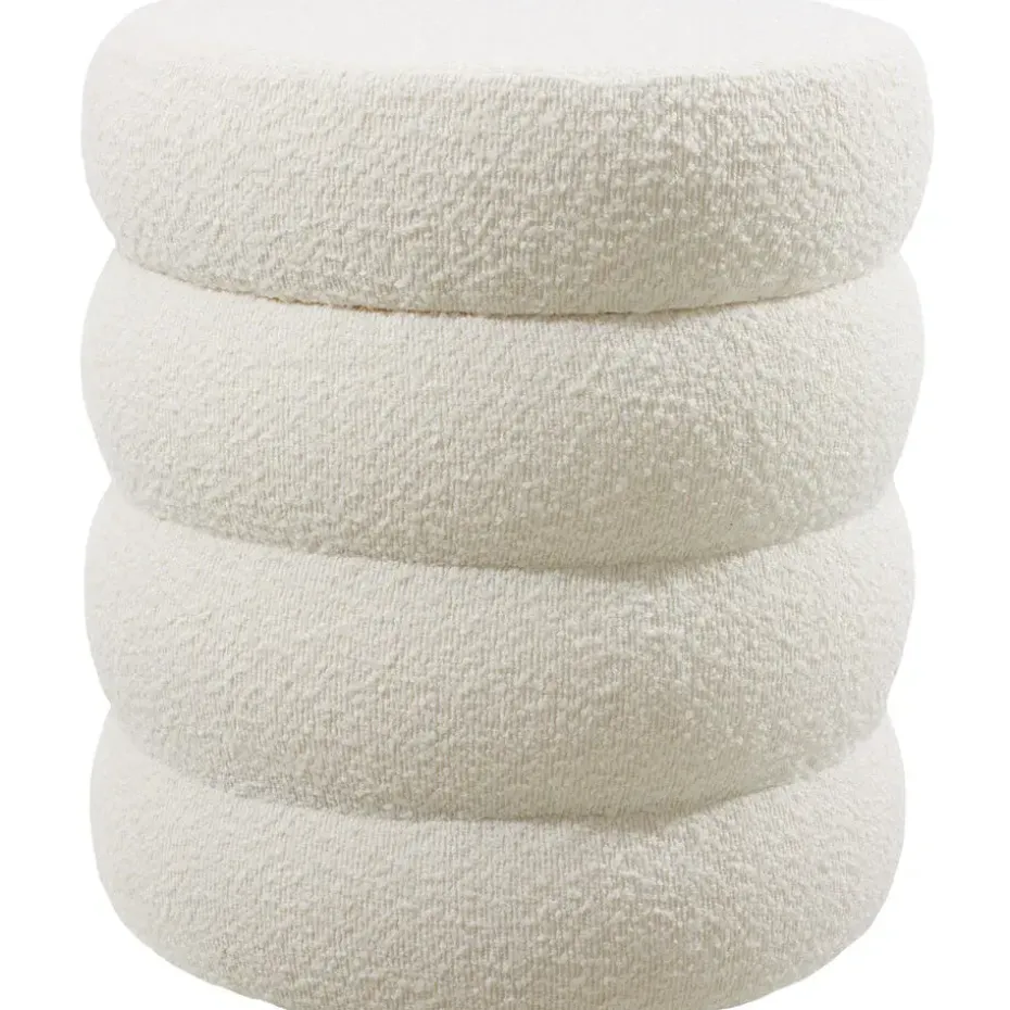 tectake Hocker Altu, gestoffeerd, opbergruimte, Bouclé Crèmewit