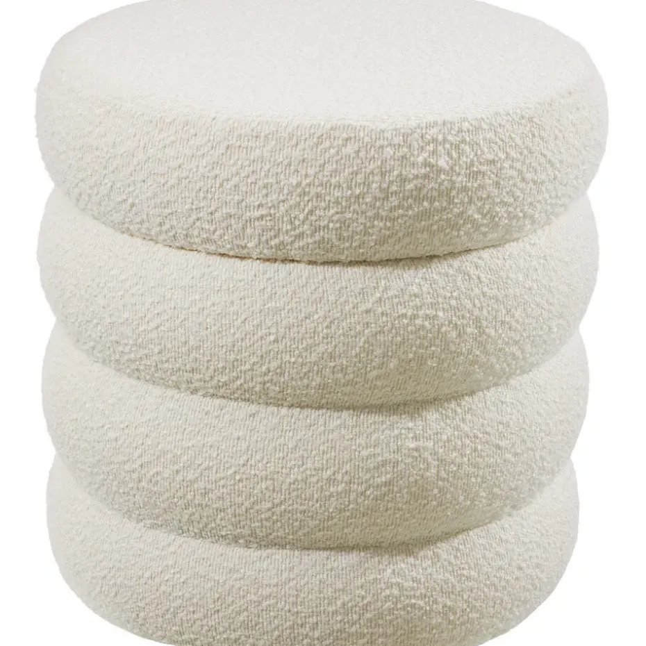 tectake Hocker Altu, gestoffeerd, opbergruimte, Bouclé Crèmewit