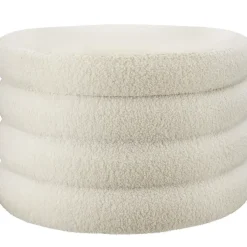 tectake Hocker Altu XL, gestoffeerd, opbergruimte, Bouclé Crèmewit