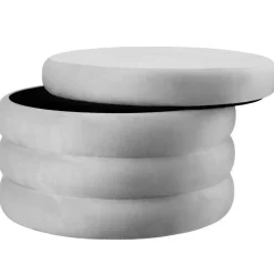 tectake Hocker Altu XL, gestoffeerd, opbergruimte, Fluweellook Grijs