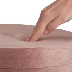 tectake Hocker Ava gestoffeerd in fluweellook 300kg met opbergruimte, Roze