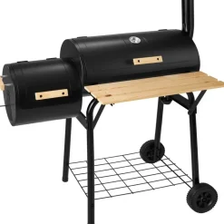 tectake Houtskool barbecue Smoker met thermometer, Zwart