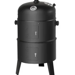 tectake Houtskoolbarbecue rookton 3 in 1, Zwart