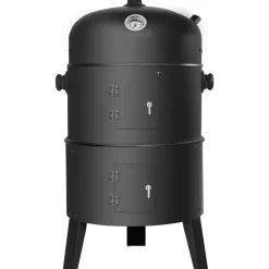 tectake Houtskoolbarbecue rookton 3 in 1, Zwart