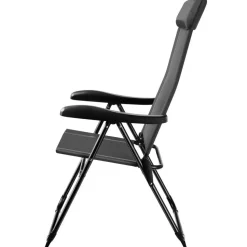 tectake Inklapbare campingstoel Müritz met hoofdkussen, aluminium, Antraciet