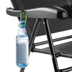 tectake Inklapbare campingstoel Müritz met hoofdkussen, aluminium, Antraciet