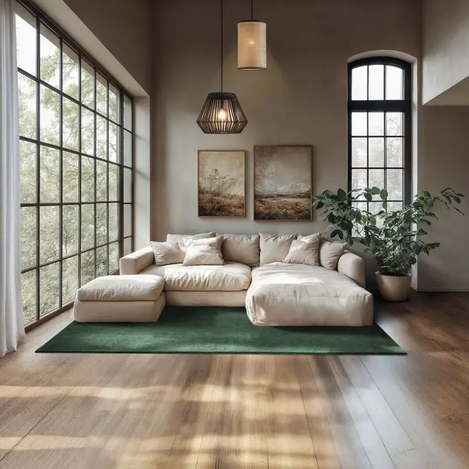 tectake® Kortpolig vloerkleed Soft Zone 140 x 200 cm - Groen