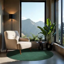 tectake® Kortpolig vloerkleed Soft Zone Ø 120 cm - Groen