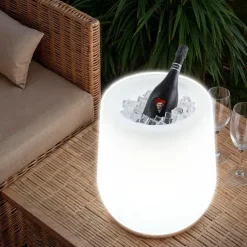 tectake LED-bloempot Luminous Courve Pot met afstandsbediening, Wit