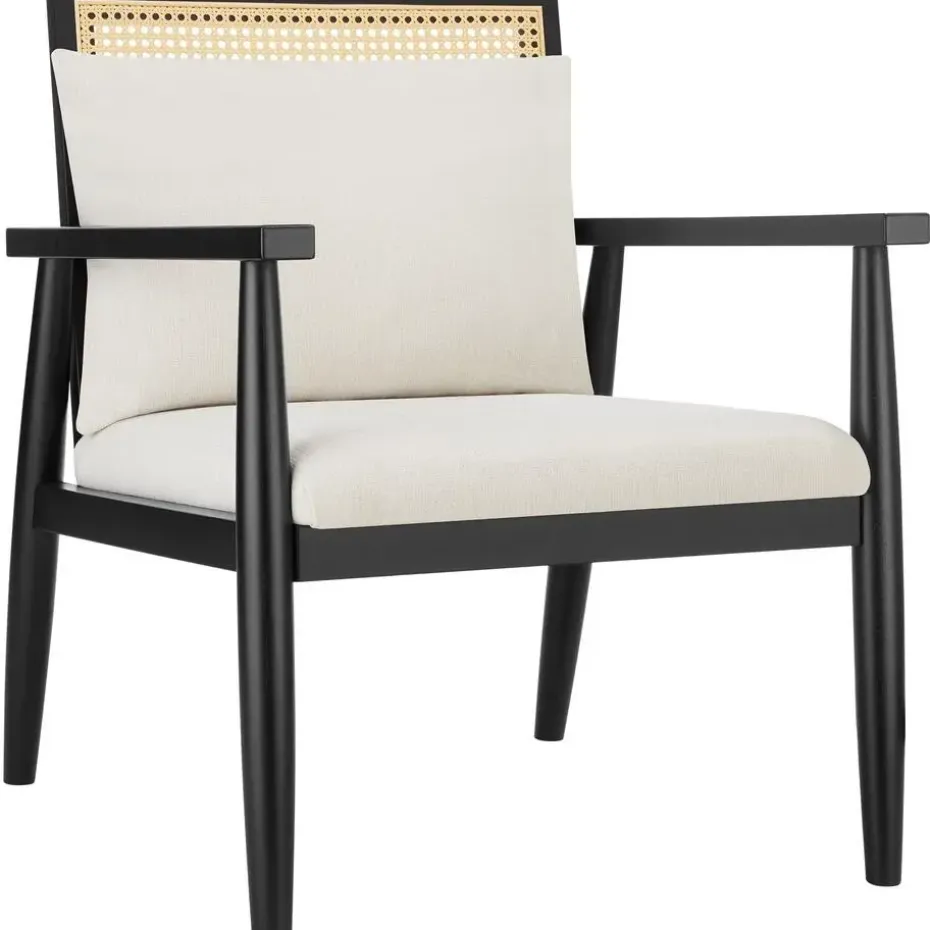 tectake Loungestoel Manuela met Weens vlechtwerk en extra kussen, Wit