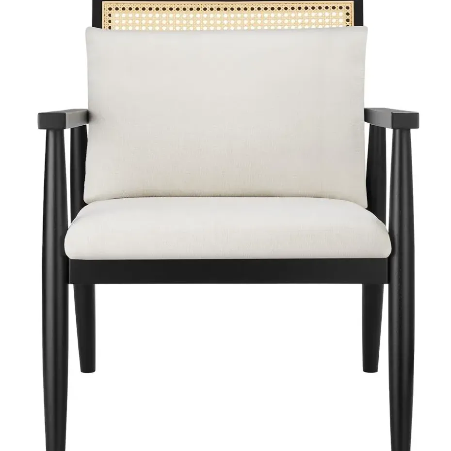 tectake Loungestoel Manuela met Weens vlechtwerk en extra kussen, Wit