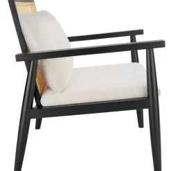 tectake Loungestoel Manuela met Weens vlechtwerk en extra kussen, Wit