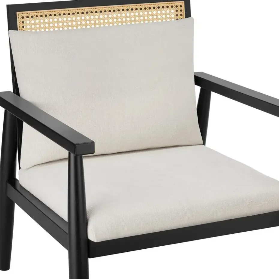 tectake Loungestoel Manuela met Weens vlechtwerk en extra kussen, Wit