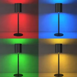 tectake Moderne tafellamp Corly, LED, 7 lichtkleuren, dimbaar, Zwart