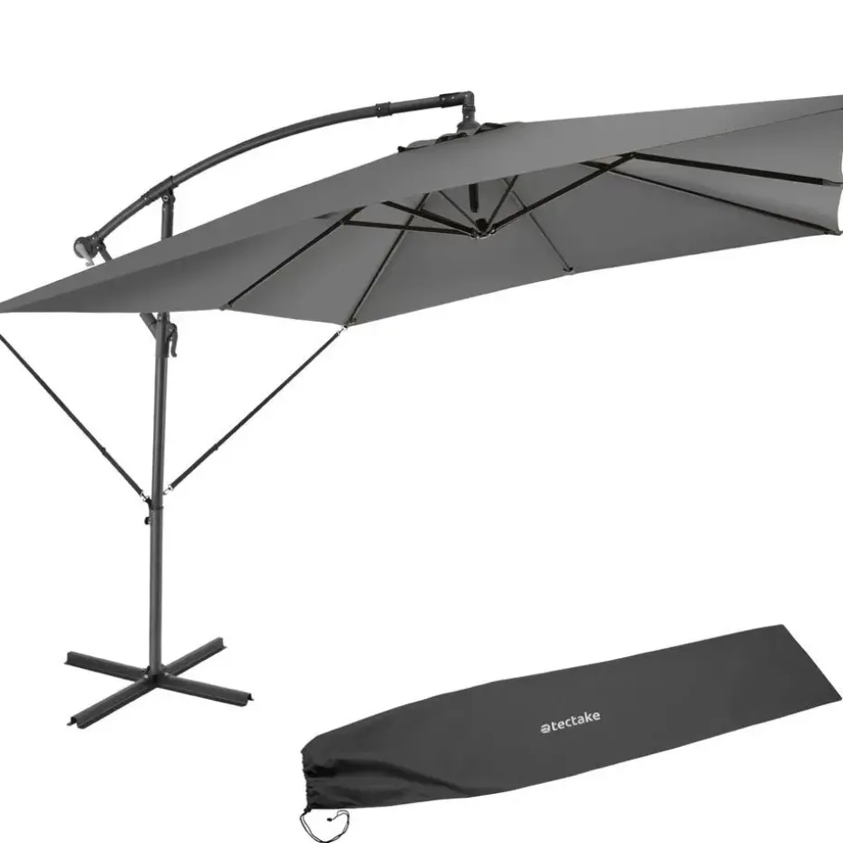 tectake Parasol Apollon met slinger 2,5 x 2,5 m, Lichtgrijs