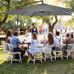 tectake Parasol Apollon met slinger 2,5 x 2,5 m, Lichtgrijs