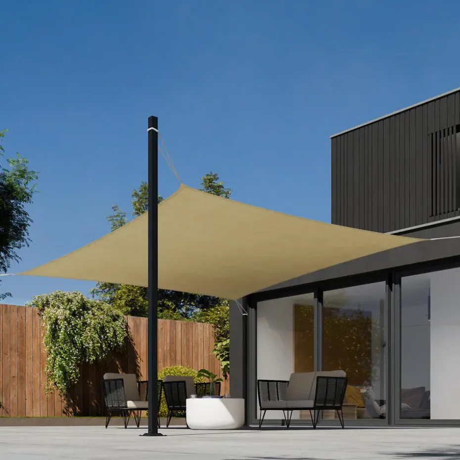 tectake Polyethyleen zonnezeil vierkant beige, Beige