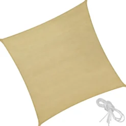 tectake Polyethyleen zonnezeil vierkant beige, Beige