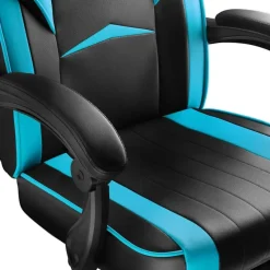 tectake Racing bureaustoel Comodo met voetsteun , Zwart/azuur
