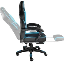 tectake Racing bureaustoel Comodo met voetsteun , Zwart/azuur
