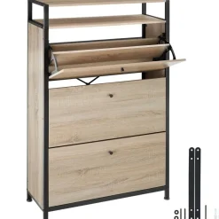 tectake Schoenenkast, Industrieel Licht Hout, Eiken Sonoma