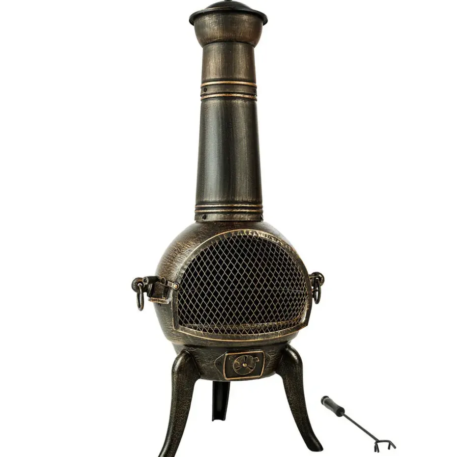 tectake Terrasoven van gietijzer, Grijs