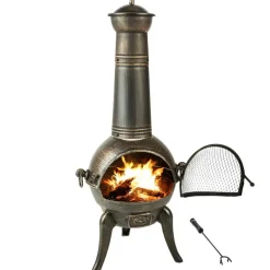 tectake Terrasoven van gietijzer, Grijs