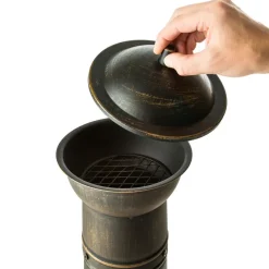 tectake Terrasoven van gietijzer, Grijs