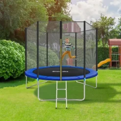tectake Trampoline Garfunky met veiligheidsnet, Zwart/blauw
