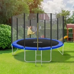 tectake Trampoline Garfunky met veiligheidsnet, Zwart/blauw