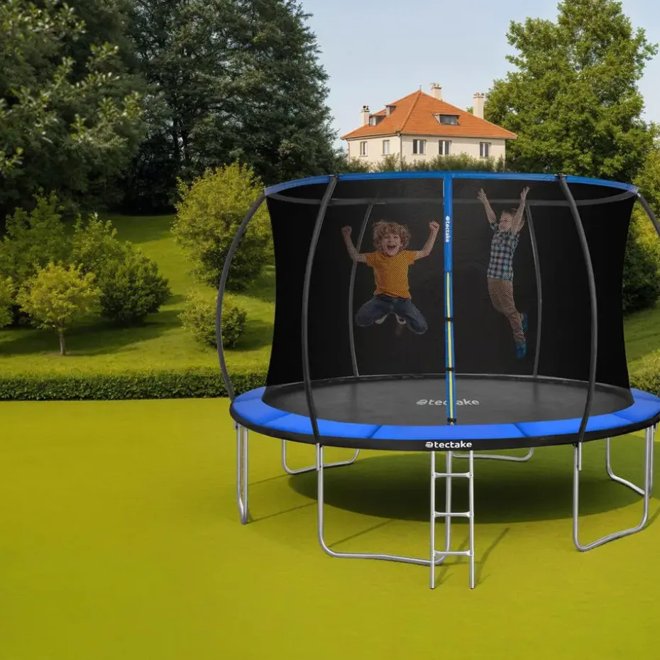 tectake Trampoline Jumpy met veiligheidsnet, Zwart/blauw