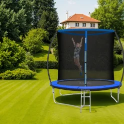 tectake Trampoline Jumpy met veiligheidsnet, Zwart/blauw
