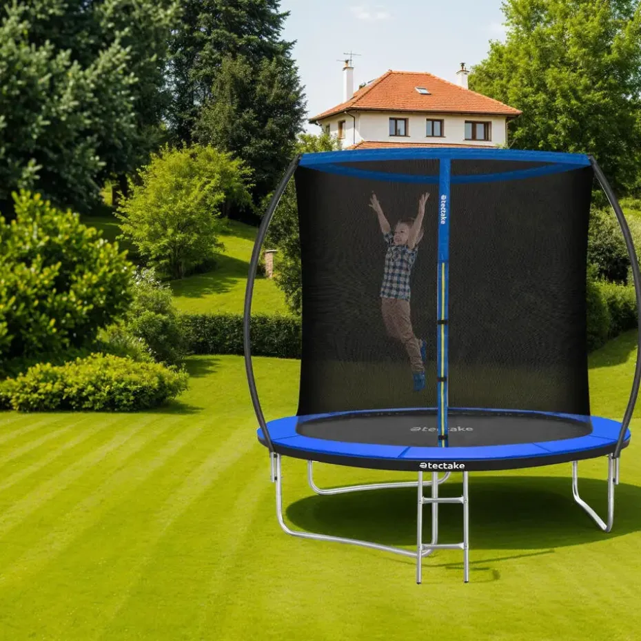 tectake Trampoline Jumpy met veiligheidsnet, Zwart/blauw