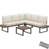 tectake Tuin-loungeset Eliar, 4-delig, met aluminium frame, Zwart