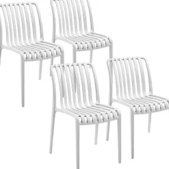 tectake Tuinstoelen Alcudia, weerbestendig, stapelbaar, Crème