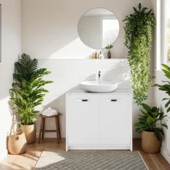 tectake Wastafelonderkast Katalina, ruim, draagkracht 20 kg, Wit