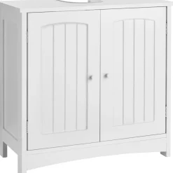 tectake Wastafelonderkast Jasper, 2 vakken, draagkracht 35 kg, Wit