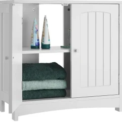 tectake Wastafelonderkast Jasper, 2 vakken, draagkracht 35 kg, Wit