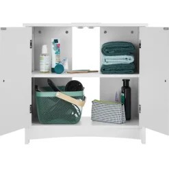 tectake Wastafelonderkast Jasper, 2 vakken, draagkracht 35 kg, Wit