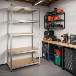 tectake Werkplaatsrek, Zilver