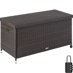 tectake Wicker opbergbox Kiruna met kunststof gaas, 120x55x61,5cm, 270l, Bruin
