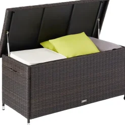 tectake Wicker opbergbox Kiruna met kunststof gaas, 120x55x61,5cm, 270l, Bruin