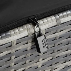 tectake Wicker opbergbox Kiruna met kunststof gaas, 120x55x61,5cm, 270l, Grijs