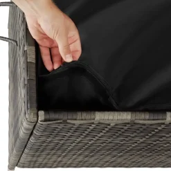 tectake Wicker opbergbox Kiruna met kunststof gaas, 120x55x61,5cm, 270l, Grijs
