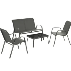 tectake Zitgroep Nora voor 4 personen, textilene-weefsel, Antraciet