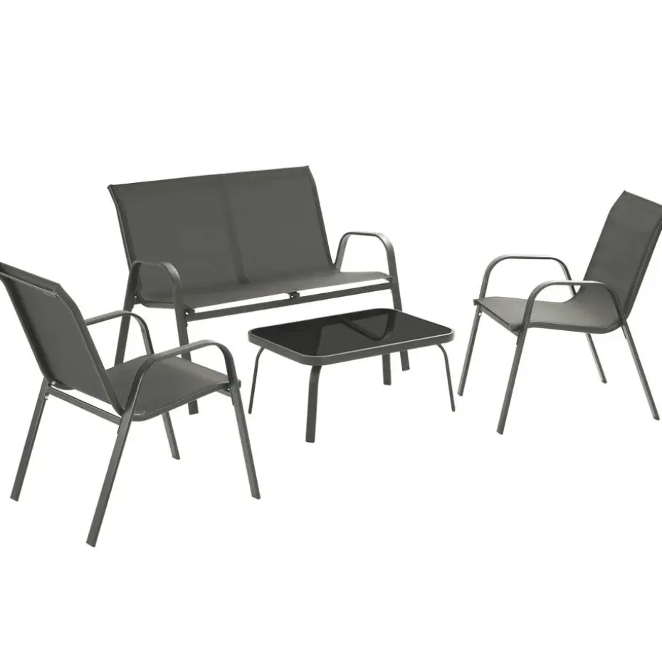 tectake Zitgroep Nora voor 4 personen, textilene-weefsel, Antraciet