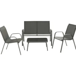 tectake Zitgroep Nora voor 4 personen, textilene-weefsel, Antraciet