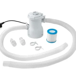 tectake Zwembad rechthoekig met filterpomp 300 x 207 x 70 cm, Pink