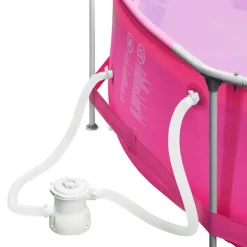 tectake Zwembad rond met stalen frame en filterpomp Ø 360 x 76 cm, Pink