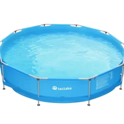 tectake Zwembad rond met stalen frame en filterpomp Ø 360 x 76 cm, Blauw